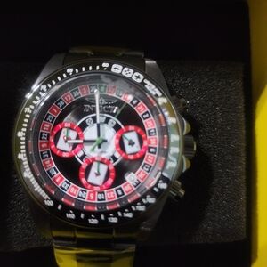 Invicta Black and Red Roulette Chronograph Watch 39.5mm